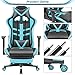 Homall Gaming Chair Ergonomic High-Back Racing Chair Pu Leather Bucket Seat,Computer Swivel Office Chair Headrest and Lumbar Support Executive Desk Chair with Footrest(Blue/Black)