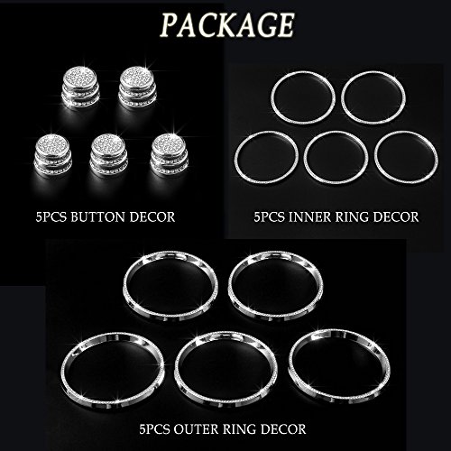 1797 Compatible AC Vents Caps for Mercedes Benz Parts Accessories Bling Trim Air Conditioner Covers Decals Stickers Interior Decorations W205 X253 C Class GLC AMG Women Men Crystal Silver Pack of 15