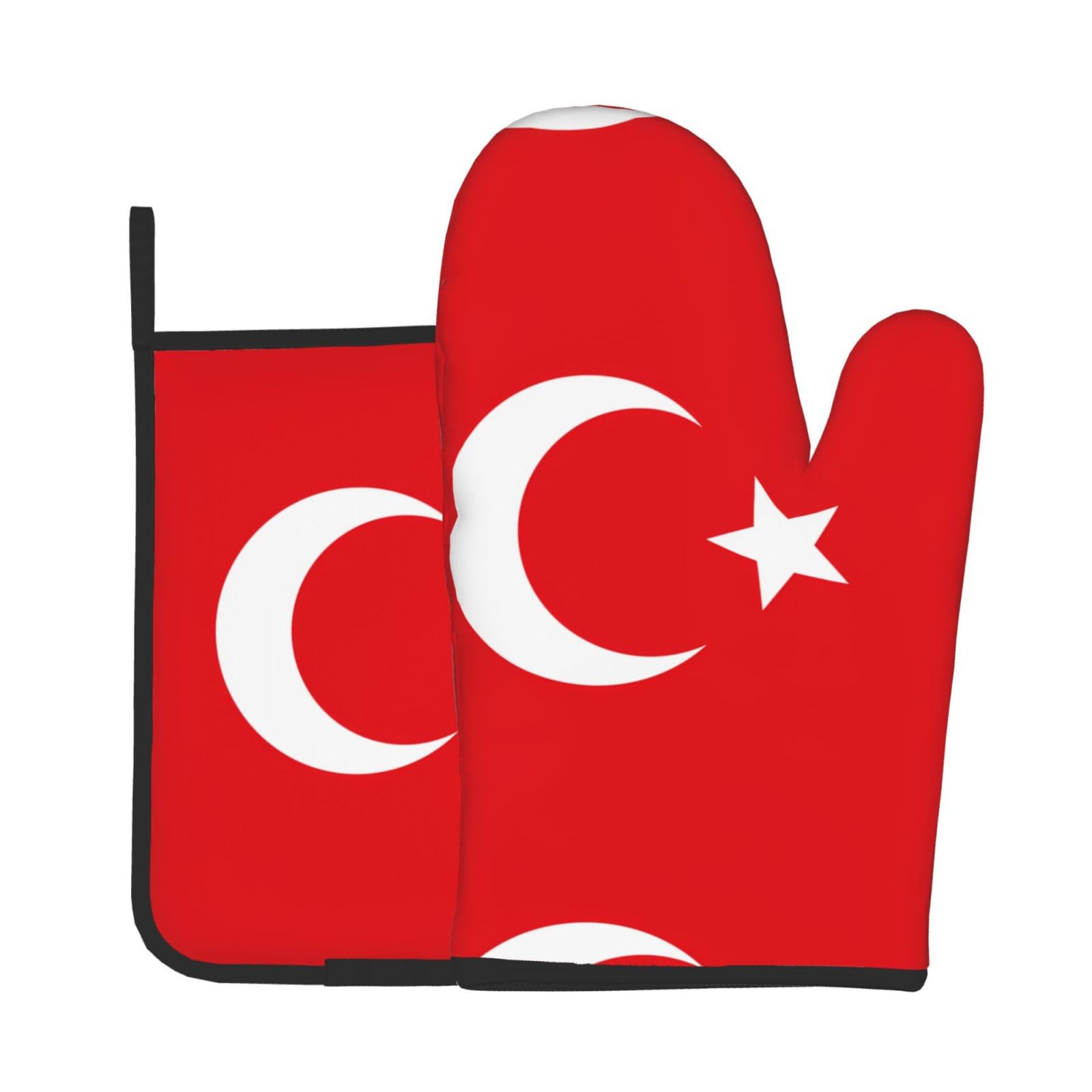 Oven Mitts and Potholders Set of 2 for Kitchen Baking Cooking GrayFlag of Turkey Thick and Durable
