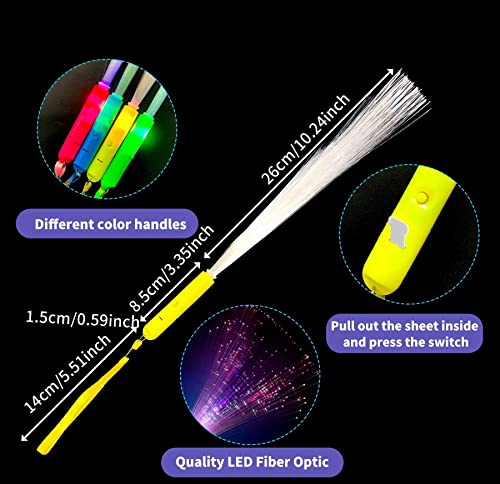 Glow Dark Party Supplies Bulk 50 Glow Sticks&Connectors 15 Light Up Fiber Optic Wand Led Sparklers For 4th of July Party Favors Concerts Wedding Raves
