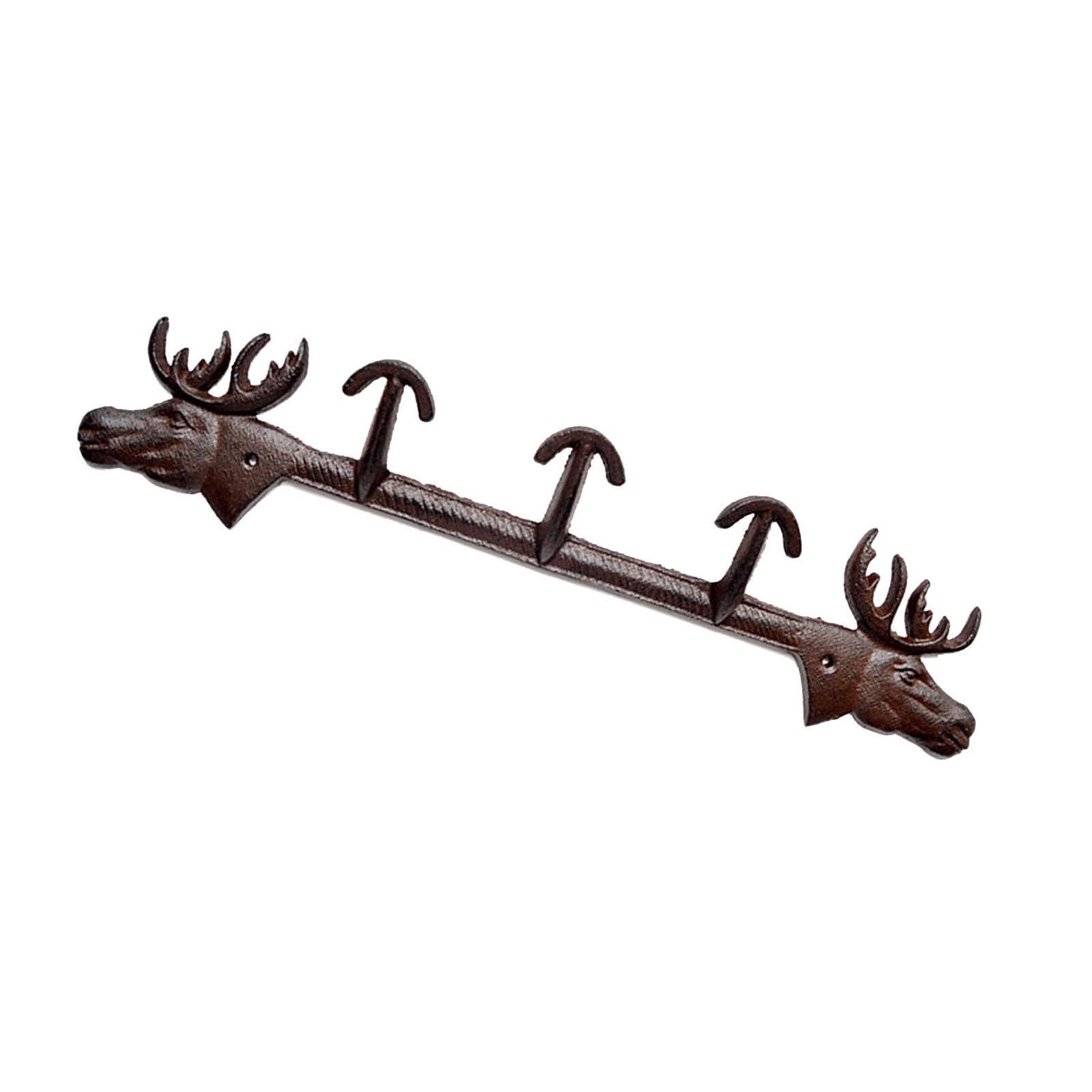 Tsophreniq Sturdy Cast Iron Holder with Deer Designs Wall Mounted Hooks for Home Decoration and Organization Decorative Hanger Sturdy Heavy Duty Coat Rack Hook for Home Entryway and Bedroom