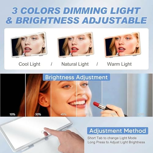 Image of H HANUMANT ENTERPRISE Premium Car Sun Visor Vanity Makeup Mirror - 78 LEDs Rechargeable with Smart Touchable Sensor Switch & 3 Light Modes, Universal Travel Makeup Mirror for Car
