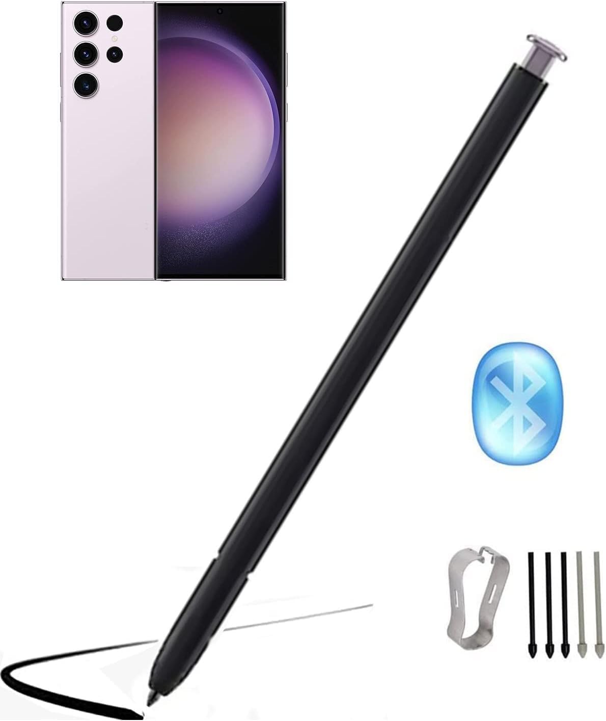 Galaxy S23 Ultra S Pen [WithBluetooth] Replacement for Samsung Galaxy S23 Ultra 5G All Verisons Stylus Pen 4096 Pressure Sensor, Air Command Touch-Free Control+ 5*Tips (Green)