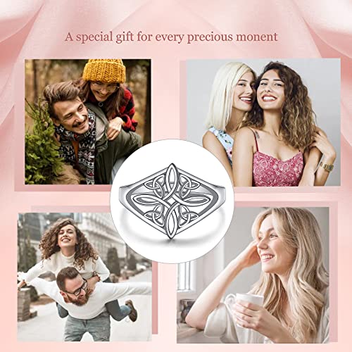Witches Knot Ring 925 Sterling Silver Ring Celtic Knot Heart Cross High Polish Tarnish Resistant Eternity Wedding Band Stackable Ring Irish Jewelry Gifts for Women 6