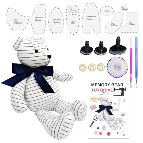 Topapfo Large 17 Inch Memory Bear Patterns for Sewing Beginner Friendly Teddy Bear Templates with Detailed Instruction Safety Eyes Noses Pins (17 Inch)