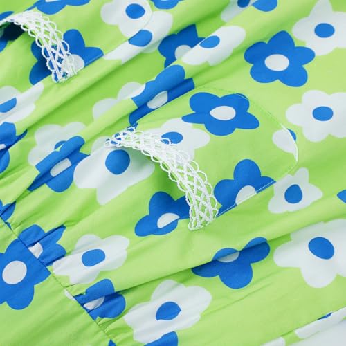Image of HILEELANG Girls Cotton Dress Sleeveless Peter Pan Collar with Pockets