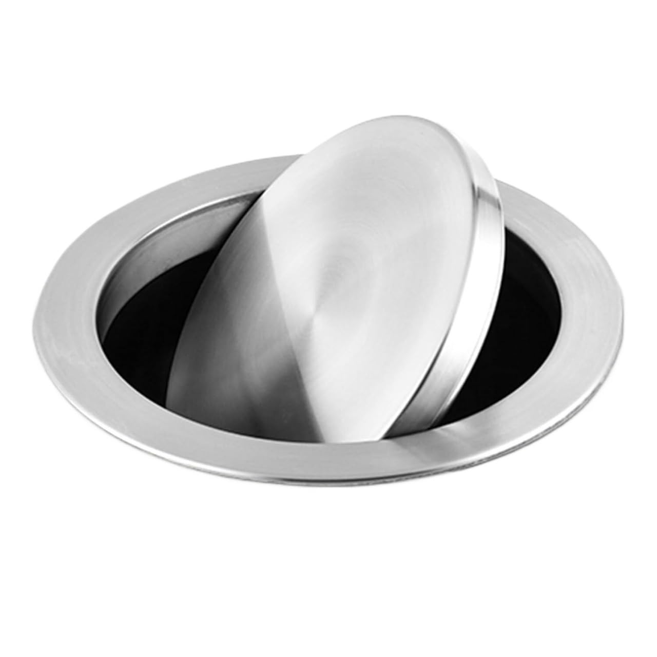 Swing Flap Cover, Recessed Counter Top Cover Trash Bin Built in Flap,Stainless Steel Kitchen Garbage Can Grommet Lid
