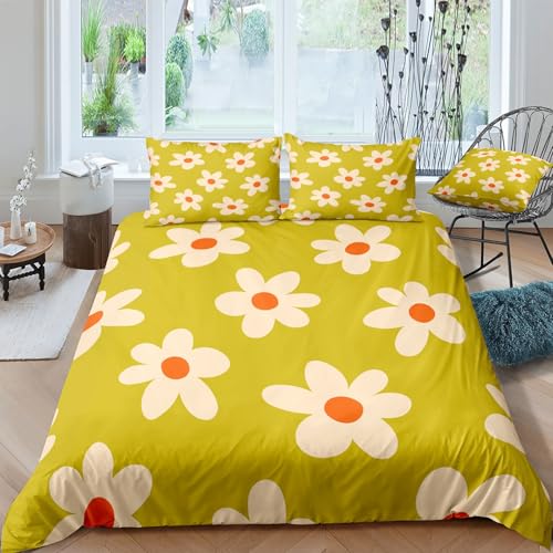 Housse de couette 140x200 avec fermeture eclair parure lit tournesol microfibre douce