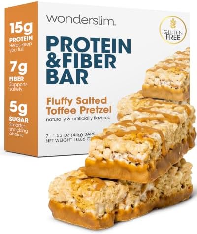 Wonderslim High Fiber, High Protein Bars – 7 Pack (Salted Toffee Pretzel)