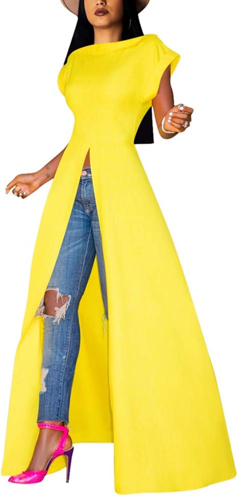 Womens Casual Crew Ncek Short Sleeve Jumpsuits Solid Open Front Split Wide Leg Jumpsuit Rompers