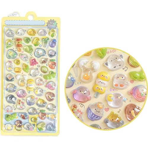 シール 可愛い セット 立体 ごほうび シール DIY用 キラキラな 女の子 デコ 女の子用 可愛いキャラクターデザイン デコレーション ギフトや文房具飾りに最適 (D)