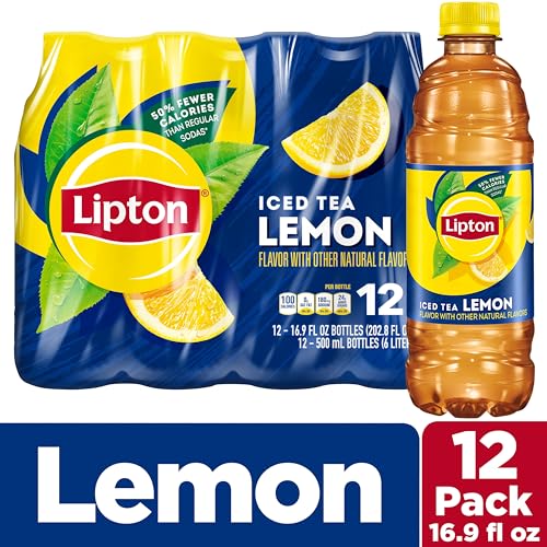 Image of Lipton Iced Tea Lemon, 16.9 Fl Oz Bottles (Pack of 12)