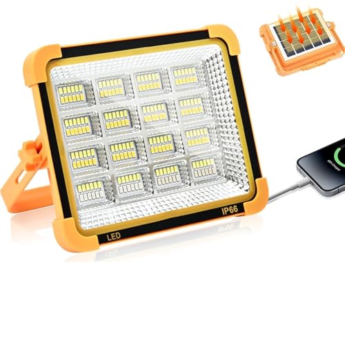 「2026強光」充電式 led ランタン 投光器 led 作業灯 15000LM ソーラー充電/Type-c充電 フラッドライト IP66防水 5つ点灯モード 便携式 磁気設計 キャンプ ライト 太陽光 折り畳み式 ワークライト キャンプ アウトドア 登山 夜釣り 防災 緊急 停電対策 屋外照明 夜間工事の商品画像（Amazon）