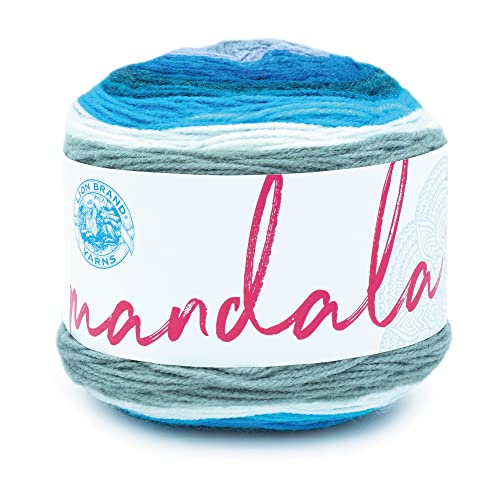 Image of Lion Brand Yarn, Mandala DK Lightweight Yarn for Knitting, Crochet, and Crafts, Mermaid, 1 Pack, Self-Striping Acrylic Fiber for Baby Blankets, Multicolor Shawls and Variegated Cardigans