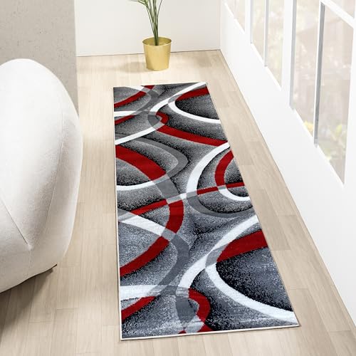 2305 Geometric Abstract Gray 2x7 Area Rugs for Entryway
