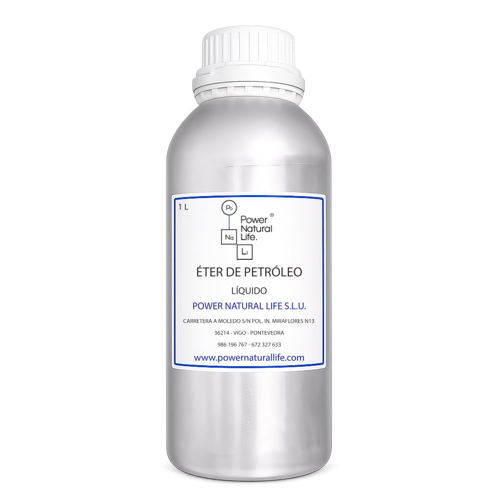 Éter de Petróleo | Power Natural Life | Botella Metálica 1 l | Uso Técnico e Industrial | Disolvente, Limpieza y Extracción