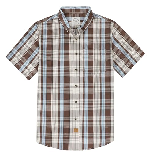 Image of Dubinik Mens Short Sleeve Button Down Shirts Soft Breathable Summer Vintage Regular Fit Lightweight Men's Casual Shirt