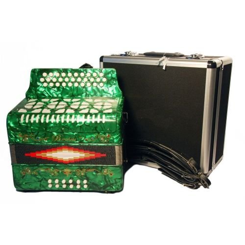 Barcelona 3Row Button Accordion with Hardshell Case Green Amazon.in Musical Instruments