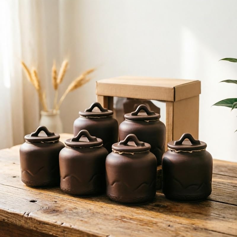 Mini Keepsake Set of 6 Urn for Ashes Adult Male & Female Small Cremation Urns for Human Soft Cloth Airtight Lid Can be Shared with Family