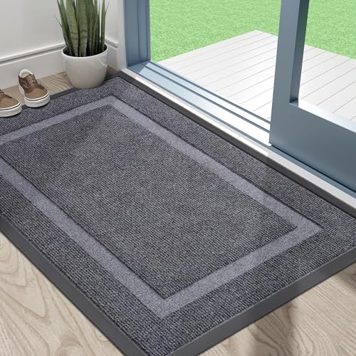 Homaxy Door Mat, Rubber Backed Non Slip Door Matts Indoor, Dirt Trapper Absorbent Mats, Washable Front Doormat Outdoor
