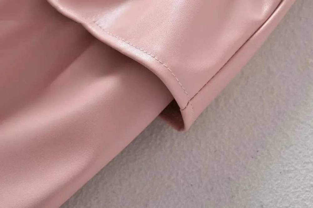 SWEPER Jupe Courte Femme - Jupe Demi-Corps Plissée en Cuir PU, Taille Haute, Double Ligne A, Pelucheuse, Anti-Brillance