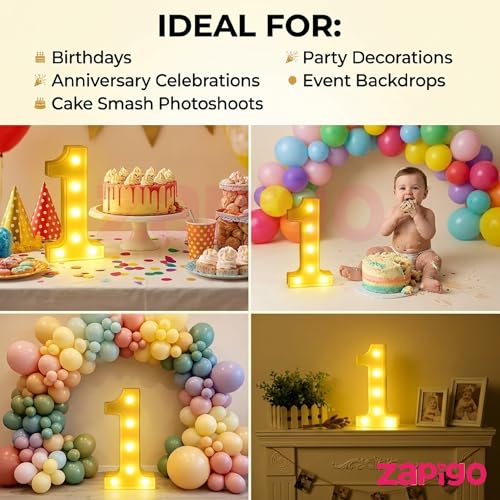 Image of Balloonistics LED Marquee Number 11 Light - 8.66-Inch Cordless Battery-Operated Light Up Number Sign for 11th Birthday, Anniversary, Wedding, Party Decoration, Photo Booth Backdrop, Cake Table Decor