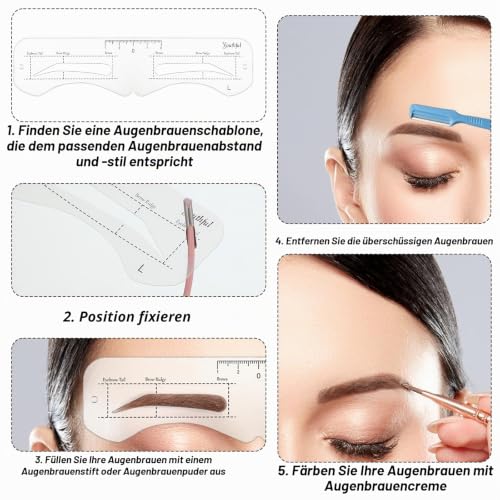 18 Stücke Augenbrauen Schablonen Satz, Wiederverwendbares Makeup Brow Stamp Augenbrauenstempel Wasserdicht Braue Makeup Formung Werkzeug Enthält Festes Seil Für Anfänger Schnell Make-up