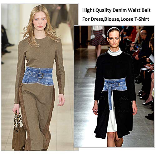 Women's Denim Waist Belt Retro Vintage Style Adjustable Wide Corset Cinch Belt for Women4