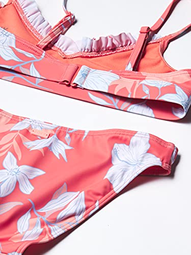 Roxy Girls' Bloom Paradise Bralette Swimsuit Set, Shell Pink Sunburst Floral S, 72