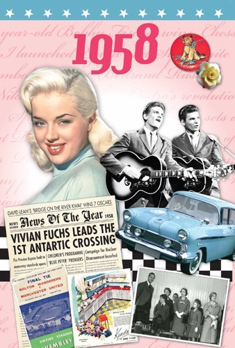 1958 Birthday Gift Idea - 1958 History DVD Film and 1958 Birthday Card