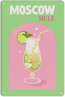 Aluminum Sign 12 X 8 Inch - Moscow Mule Wall Art Vintage Cocktail Poster Suitable For Home Kitchen Cafe Shop Bar Restaurants Decoration30*20cm