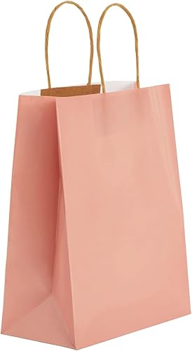 Miniatura 7 de Juvale Paquete de 15 bolsas de regalo de papel rosa brillante mediano con asas de 8 x 4 x 10 pulgadas para recepciones de boda, baby showers,