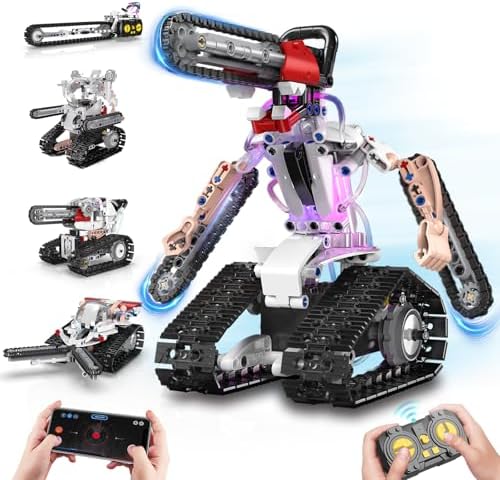 5 in 1 STEM RC Robot Building Kit for Boys, APP & Remote Control Erector Set RC Toys for Kids Blocks 419 Pcs, DIY Build Science Educational Gift for Age 6 7 8 9 10 11 12+ Boys & Girls