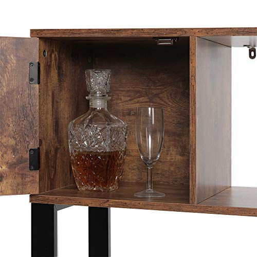 Usikey 5 Tier Bookcase, Rustic Open Bookshelf With 4 Storage Cabinet, Shelving Display Book Shelf For Living Room, Home Office, Rustic Brown #TOP5