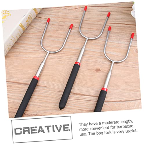 YARNOW 2 Peças Garfo De Churrasco Telescópico Ferramenta De Churrasco De Aço Inoxidável Ao Ar Livre