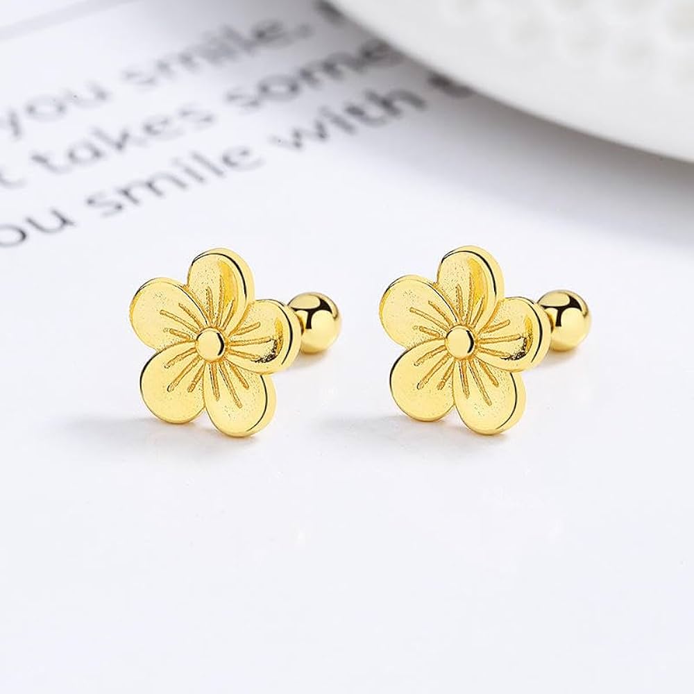 Amazon.com: 925 Sterling Silver Flower Five Petals Cherry