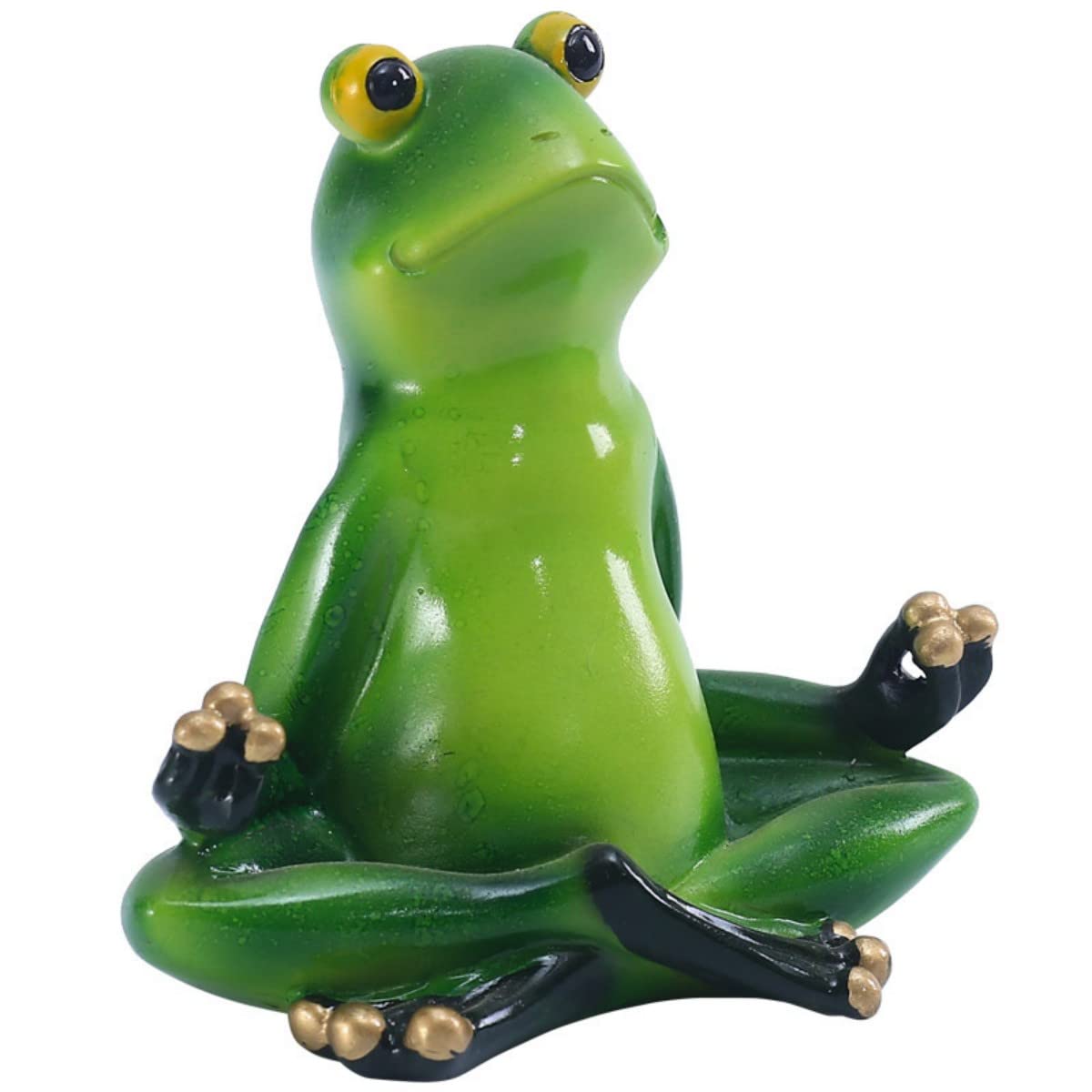 PHYMAT Resin Green Yoga Frog Miniature Figurines Garden Decoration Layout Simulation Animal Landscape Outdoor Handicraft Ornaments Gift (A)