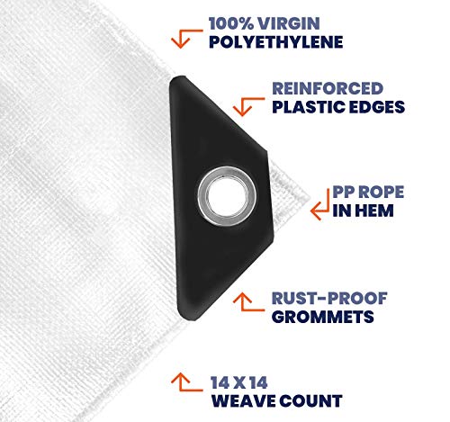 image for Tarpco Safety Extra Heavy Duty 14 Mil Tarp Cover, Waterproof, UV Resis