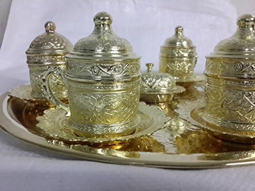 Ottoman Turkish Greek Arabic Coffee Espresso Guest Serving Cup Saucer Set (gold)