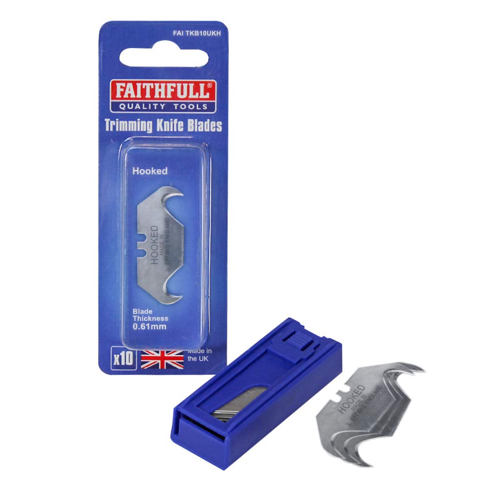 Faithfull Faitkb10ukh Heavy-Duty Hooked Trimming Knife Blades (Pack Of 10) 5023969313122