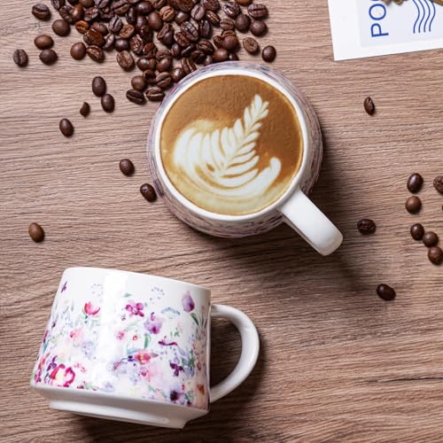 Topadorn Ceramic Coffee Mug 12Oz, Microwave & Dishwasher Safe, Perfect Gift for Coffee Lovers Pink Flower Art Mug  
Topa