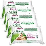 Love & Green Lingettes Hypoallergéniques Fleur d'Oranger Bio 64 Pièces - Lot de 5