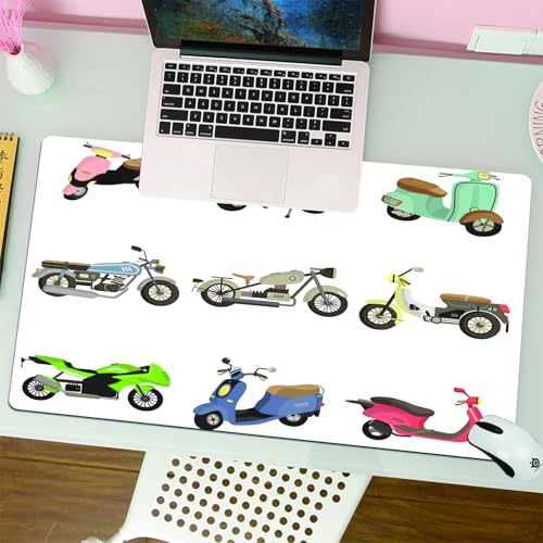 QRFASFZO - QRFASFZO Großer Mauspad - 80x30cm Gaming-Mauspad mit genähten Kanten, Nicht rutschender Unterlage,Motorrad, Sammlung verschiedener Sportmotorrad-Ikonen. Diverse Fahrze,Schreibtischmatte und Maus