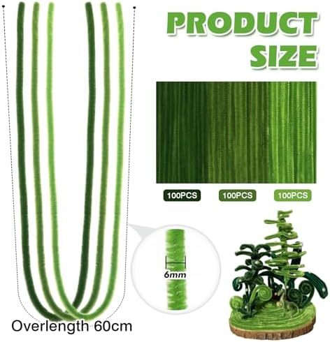 TOAOB 400pcs Overlength Pipe Cleaners 10 Colour and Green Series 24 Inch Long Fuzzy Chenille Stems Craft Thick Flowers Animals for DIY Art Craft Supplies Bouquets Decorations image 5