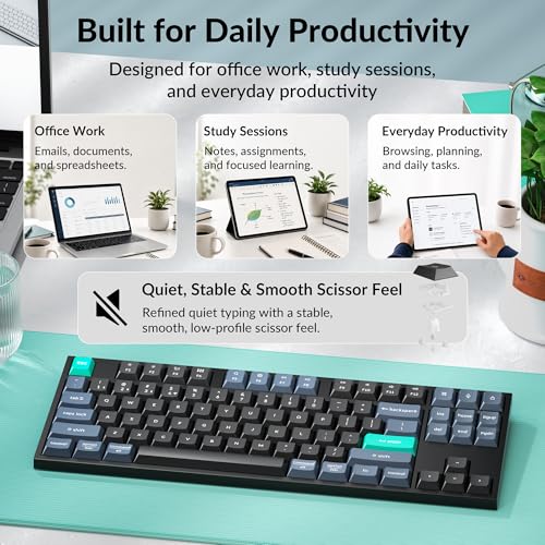 Image of Keychron B33 Wireless Keyboard, Premium TKL Scissor Switch Keyboard with Tri-Mode Connectivity, Programmable via Launcher, for Mac Windows Linux (Quieter)