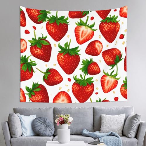 Tenture decorative fraise grand format drap de canape tissu mural chambre EdWal