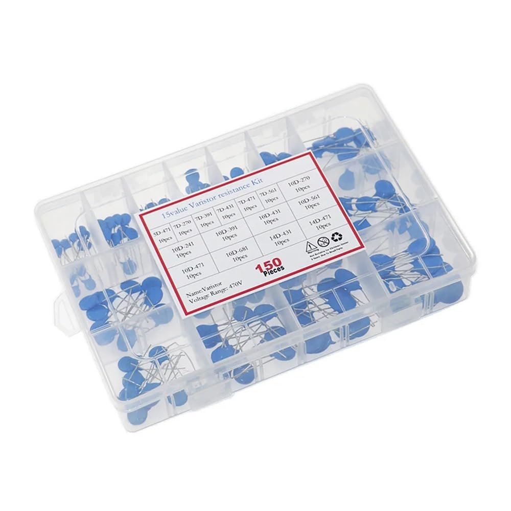 150pcs 15values Varistor Resistor Assorted kit 5D471K 7D471K 7D-391 7D431K 10D471K 10D431K 10D391K 14D471K 14D431K 10D241K NWPNLXEA