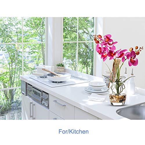 Jusdreen Artificial Flower Bonsai With Glass Vase Vivid Orchid Flowers Arrangement Phalaenopsis Flowers Pot For Home Office Décor Table Centerpiece House Decorations(Glass Vase/Purple Orchid) #TOP5