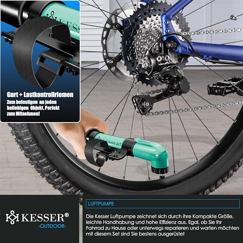 KESSER® Fahrradständer Boden einzeln für Mountainbike, E-Bike, Citybike, Rennrad, MTB | Fahrrad Montageständer | Freistehender Fahrradhalter Ständer Eisen | Reifenbreite bis 65mm | Inkl. Luftpumpe