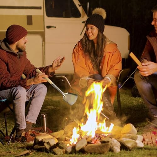 Feuerstellen-Ascheschaufel, Langstielige Feuerstellen-Schaufel, Pizza-Ofen-Reiniger mit Holzgriff, Kaminkelle Holzkohle-Grill-Ascheharke Gartenarbeit Kaminwerkzeug, für Haushalt Camping Küche